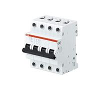 ABB S204-C100 Miniature Circuit Breaker, 4 Pole, Type C, 6/10kA Breaking Capacity, 100 Amp Current (2CDS254001R0824)