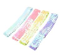 Abba Accessories 4 PCS Elastic Sparkly Disco Headband - Adjustable Size, Glitter & Bling for Women (4 Color)
