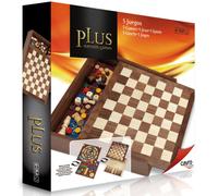 Abba Games Board Set 5 In 1 Oce/parking/chess/ladies And Backgammon Board Game Golden