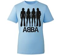ABBA Music Group T-Shirt, Famous Retro Pop Band Members Silhouette Tribute Concert Fan Shirt, Gift Unisex Tee Top (Sky, S Years)