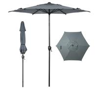 Abba Patio 7.5FT Lyon Outdoor Patio Umbrella Outdoor Table Umbrella with Push Button Tilt and Crank Market Umbrella 6 Sturdy Ribs UV Protection Waterproof for Garden Deck Backyard Pool Grey