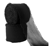 Abbaoww Black Chiffon Ribbon 1.2 Inch x 20 Yards Handmade Fringe Chiffon Silk Ribbon for Wedding Invitations Bridal Bouquets Gift Wrapping DIY Crafts Home Decoration (Black, 1.2 Inch)