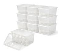 ABBAware 10 Pack Storage Boxes with Lids, Small Storage Box, Plastic Stackable Storage Box, Clear, 16.5 x 10 x 8cm
