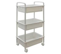 Abbaware 3 Basket Trolley Cart, Multi-Functional With Solid Steel Reinforced Castors, White