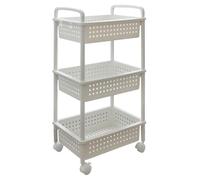 ABBAware 3 Basket Trolley Cart, Rolling Storage Multi-Functional Cart with Solid Steel Reinforced Castors, Home Organizing, White