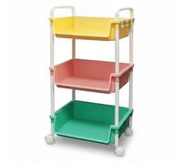 Abbaware 3 Tier Trolley Cart, Multi-Functional With Solid Steel Reinforced Castors, Macaron