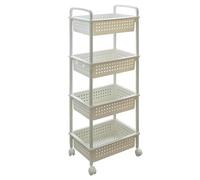 ABBAware 4 Basket Trolley Cart, Rolling Storage Multi-Functional Cart with Reinforced Castors, Home Organizing, White