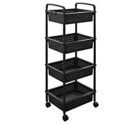 Abbaware 4 Basket Trolley Cart, Rolling Storage Multi-Functional With Solid Steel Reinforced Castors, Black