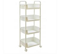 Abbaware 4 Tier Open Trolley Cart, Multi-Functional With Solid Steel Reinforced Castors, White