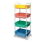 Abbaware 4 Tier Trolley Cart, Multi-Functional With Solid Steel Reinforced Castors, Macaron