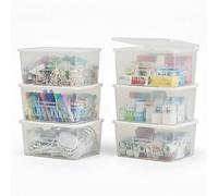 ABBAware 6 Pack Storage Boxes with Lids, Medium Storage Box, Plastic Stackable Storage Box, Clear, 23 x 15 x 10cm, 2.75L