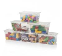 ABBAware 6 Pack Storage Boxes with Lids, Small Storage Box, Plastic Stackable Storage Box, Clear, 16.5 x 10 x 8cm