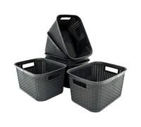 Abbaware Pack Of 5 Plastic Storage Baskets With Handle Modern Grey