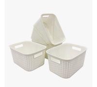 Abbaware Pack Of 5 Plastic Storage Baskets With Handle White