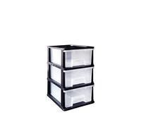 Abbaware Plastic Storage Chest With Wheels, Storage Boxes, Tower, 3 x 17L Drawers, Clear