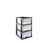Abbaware Plastic Storage Chest With Wheels, Storage Boxes, Tower, 3 X 17L Drawers, Clear