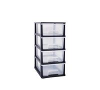 Abbaware Plastic Storage Chest With Wheels, Storage Boxes, Tower, 4 X 17L Drawers, Clear
