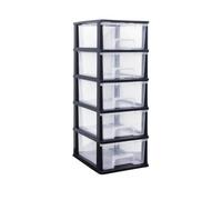 Abbaware Plastic Storage Chest With Wheels, Storage Boxes, Tower, 5 X 17L Drawers, Clear