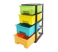 Abbaware Plastic Storage Chest With Wheels, Storage Boxes, Tower, Candy Coloured 4 X 17L Drawers, Multicolour