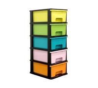 Abbaware Plastic Storage Tower Unit With Wheels, Home Organisation Storage Drawers, 5 Drawers Pastel Assorted Colours