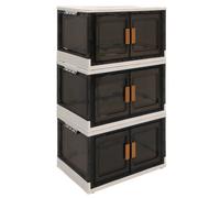 ABBAware Vertical Box 55L Plastic Stackable And Collapsible Storage Boxes With Individual Lids, Wheels & Doors (Pack Of 3)