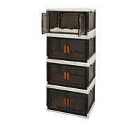 ABBAware Vertical Box 86L Plastic Stackable And Collapsible Storage Boxes With Individual Lids, Wheels & Doors(Pack Of 4)