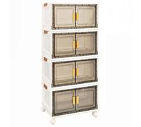 ABBAware Vertical Box Storage Organizer With Individual Lids, Plastic Storage Containers With Tinted Wide Opening Doors Pack 4