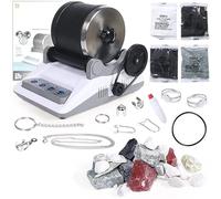 abbcoert Professional Rock Tumbler Kit, Includes 2 Belts,Bag of Rough Stones,4 Coarse Grinding, Finely Ground,Final Polishing Grits, with Button 7 Day Polishing Timer, Rock Polisher