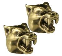 Abbdbd 2 Pcs Brass Wolves Brass Paracord Beads Edc Knife Beads Woven Lanyard Keychain Pendant Wolves Charms Keyrings