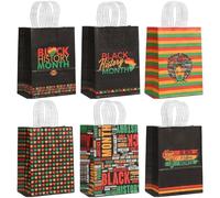 Abbdbd 24pcs Black History Month Paper Bags with Handle, African American Goodie Candy Gift Paper Bags for Black Pride Juneteenth Party Decorations Supplies