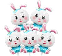 Abbdbd 5 Pcs Easter Bunny Balloons Rabbit Head Foil Balloons for Easter Themed Party Easter Bunny Birthday Party Supplies Decorations Party