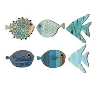 Abbdbd 6pcs Fish-Shaped Wooden Coasters Anti-skidding Heat-Resistant Drink Mat Kitchen Decoration for Beach Themed Coffee Shop