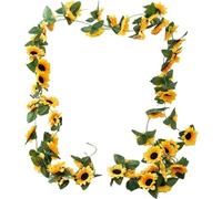 Abbdbd Artificial Sunflower Garland Vine Flower Hanging Garland Sunflower Vine with Green Leaves Garden Decor 230cm