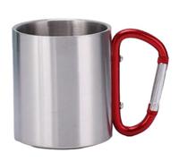 Abbdbd Camping Stainless Steel Cup Portable Outdoor with Carabiner Handle Cup for Traveling Backpacking Hiking 220ml