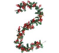 Abbdbd Christmas Garland Decorations, Artificial Poinsettia Red Berry Pinecone Garland Christmas Garland for Indoor Outdoor Home Decor
