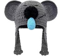 Abbdbd Cute Koala Knitted Ear Warmer Hat Winter Cable Knit Cap Fashion Crochet Hat Koala Knitted Hat for Women