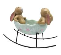 Abbdbd Easter Resin Decoration Bunny Rabbits Rocking in an Easter Egg, Rabbit Figurine Statue Vintage Rustic Easter Gift