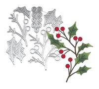 Abbdbd Holly Leaves Metal Cutting Die Cut Christmas Card Dies for Paper Craft Making Greeting Cards Scrapbooking Decoration