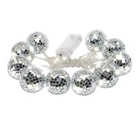Abbdbd Led Disco Ball String Light, Battery Operated Silver Hanging Mirror Disco Party Light Mini Disco Balls Ornaments for Party Decorations