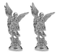 Abbdbd Saint Michael Figurine the Archangel Defeating Satan Guardian Statues Zinc Alloy Crafts for Home Room