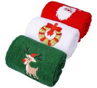 Abbdbd Santa Reindeer Snowman Christmas Tree Embroidered Towels Christmas Bathroom Towels for Home Kitchen Bathroom Decorative