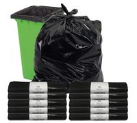 Abbey 100 Black Wheelie Bin Liners 240L Capacity - Refuse Sacks Heavy Duty
