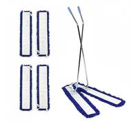 Abbey 100cm V Shaped Floor Sweeper Scissor Mop Kit for Hard Floor with 2x Additional Heads - Washable Industrial V Sweeper Mop Easily Catches Dust from Floors