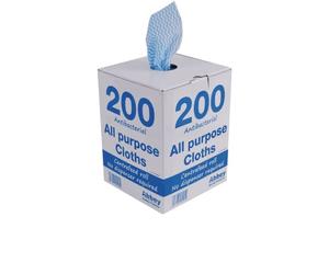 Abbey 200 All Purpose Cleaning Cloths in Portable Box Dispenser - Semi Disposable Cleaning Cloths to Clean Surfaces, Bathroom, Windows, Dishes - Kitchen Cloths 37x22cm -J Cloths Blue