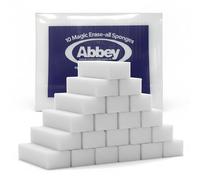 Abbey 30 White Magic Eraser Sponge for Cleaning - Cleaning Melamine Sponges for Stain & Mark Removal - Magic Eraser Sponge for Walls, Kitchens, Bathrooms, Paint Eraser -Dust Sponge 9.9x6x2.5cm (30)