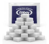 Abbey 50 White Magic Eraser Sponge for Cleaning - Cleaning Melamine Sponges for Stain & Mark Removal - Magic Eraser Sponge for Walls, Kitchens, Bathrooms, Paint Eraser -Dust Sponge 9.9x6x2.5cm