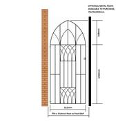 Abbey Arched Top Tall Metal Garden Gate Black