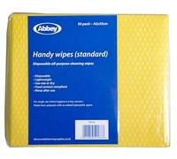 Abbey Disposable J Cloths Non Woven Wipes, 2x Packs of 50, (Yellow)