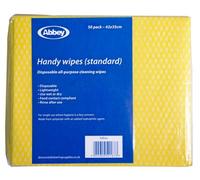 Abbey Disposable J Cloths Non Woven Wipes Packet Of 50 (Yellow)