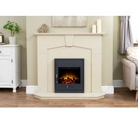Abbey Fireplace in Stone Effect with Oslo Electric Fire in Black, 48 Inch Adam Fires & Fireplaces Black One Size
